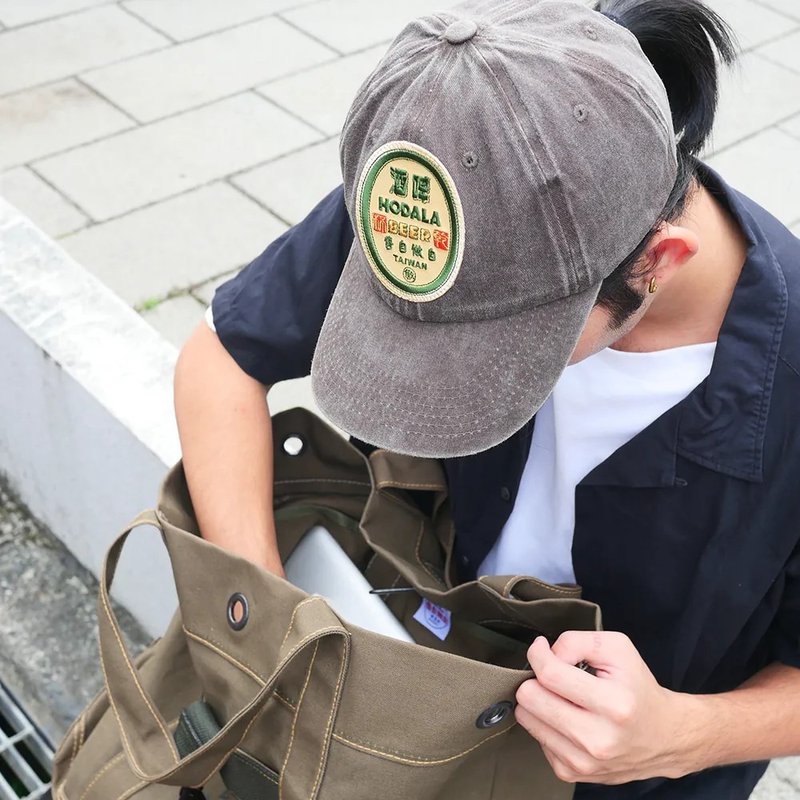 水洗鴨舌帽 Washed Cap - 啤酒 - 帽子 - 棉．麻 咖啡色