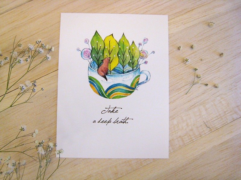 《自然系─森林與狐狸》明信片 - 心意卡/卡片 - 紙 綠色