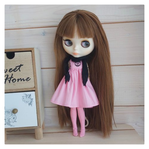 Blythe pink/black outfit, blythe doll clothes, blythe dolls