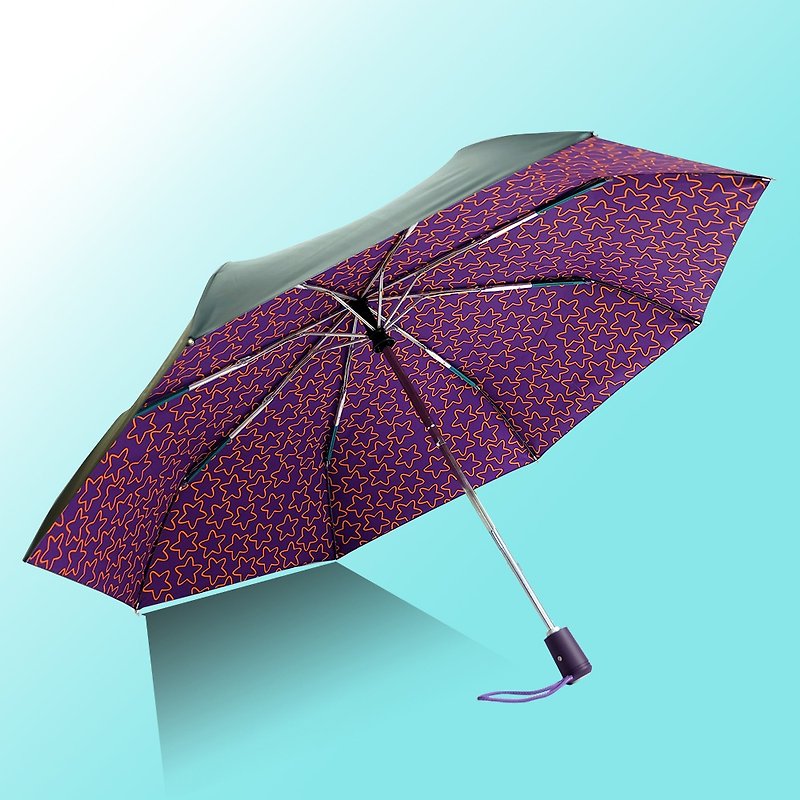 [Taiwan Wenchuang Rain's talk] cooling star sky anti-UV tri-fold automatic opening umbrella - Umbrellas & Rain Gear - Waterproof Material Multicolor