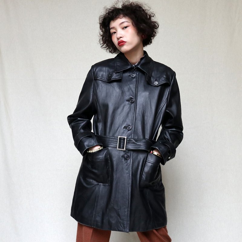 Pumpkin Vintage. Ancient Balmain black neutral leather jacket - Women's Casual & Functional Jackets - Genuine Leather Black