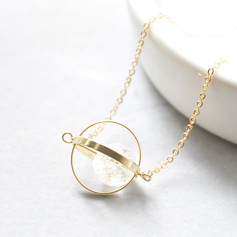 Pure planet. universe. Golden ring. White crystal. Necklace Pure Planet. Galaxy. Golden Ring. White Crystal. Necklace. birthday present. Gifts for girlfriends. Sister gift - Chokers - Gemstone White