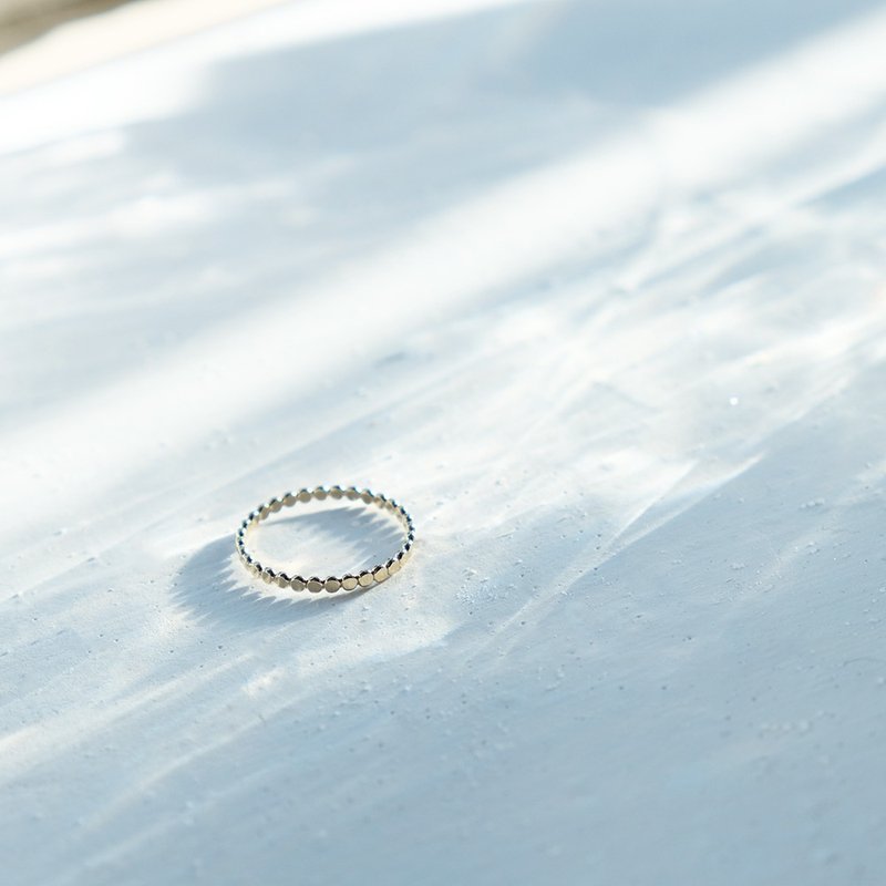 點點花邊戒 簡約款 上班輕鬆帶 14K 包金 注金 水洗不退色 - 戒指 - 半寶石 黃色