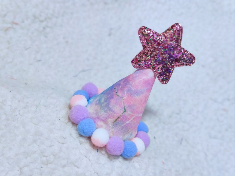Birthday star 生日之星 寵物生日帽 - 寵物衣服 - 棉．麻 粉紅色