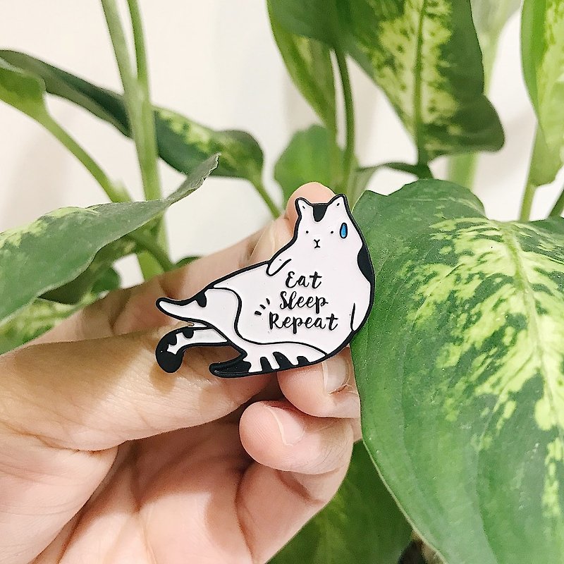 Cat Eat Sleep Repeat Pin/ Brooch - Brooches - Other Metals 