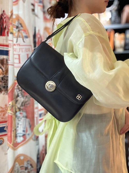 Autrefois Vintage Bags HK 中古稀有 Balenciaga 巴黎世家 牛革 黑色風琴包 側揹包 腋下包