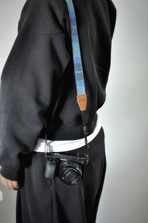裁縫地圖 可個性化刺繡 英國復古格紋單反微單數碼照相機背帶肩帶斜跨掛繩