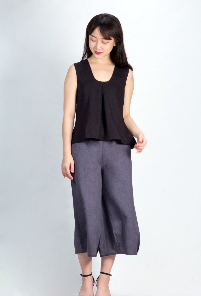 pleated front sleeveless top - เสื้อผู้หญิง - ผ้าฝ้าย/ผ้าลินิน หลากหลายสี