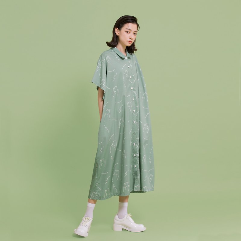 タンタン/パームブラザーズロングシャツドレス（グリーン） - ワンピース - その他の素材 グリーン