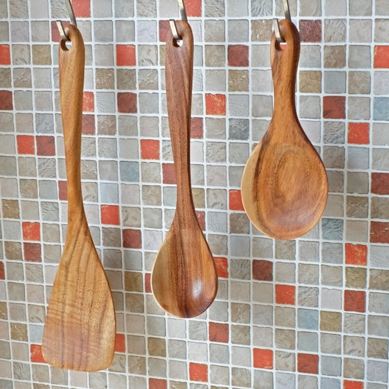 LINKIFE wooden series Thai teak kitchen three-piece set - ช้อนส้อม - ไม้ 