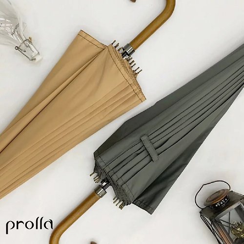 Prolla 保羅拉精品雨傘 日式16根骨超大傘面 簡約素面直骨自動傘 抗UV防風 一鍵即開設計
