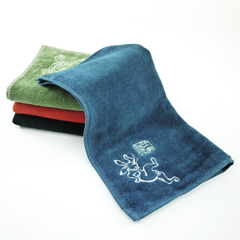 日本丸真 今治鳥獸戲畫蓬鬆吸水刺繡 - 毛巾/浴巾 - 棉．麻 