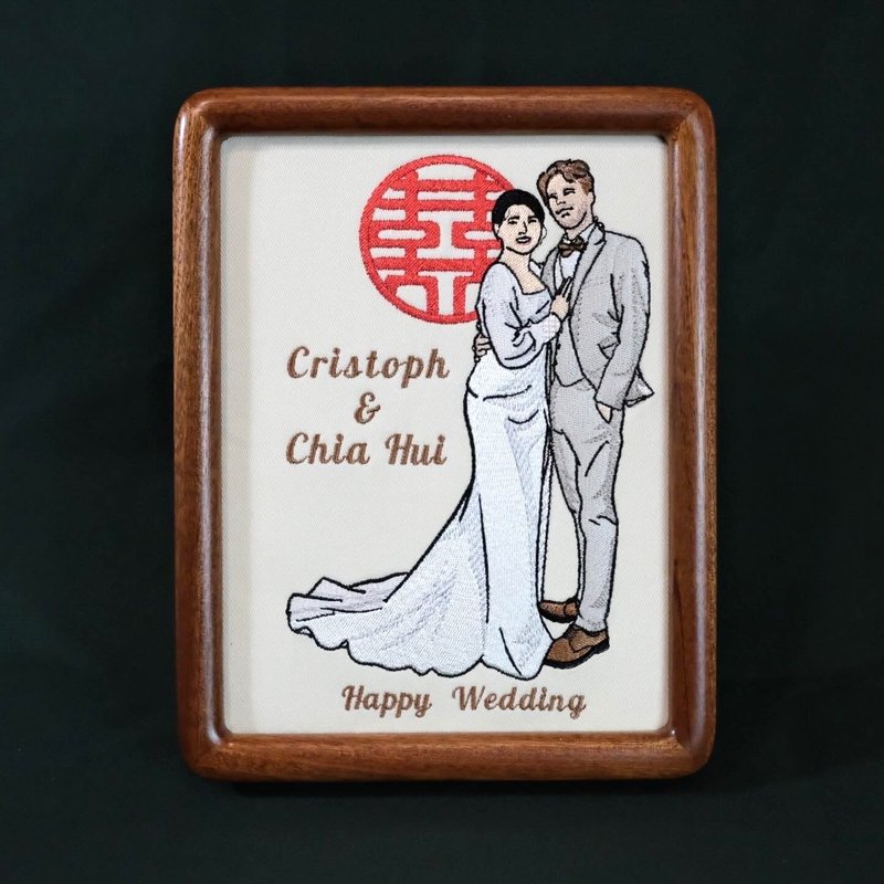 【似顔絵刺繍フォトフレーム8インチ】-ギフト - その他 - 刺しゅう糸 