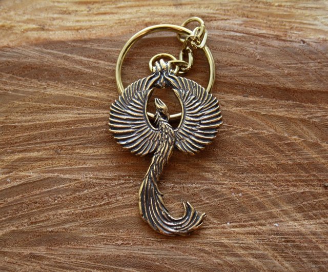 Phoenix bird, phenix figurine animals bronze KeyRing, Keychain