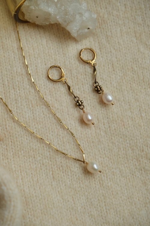 omo omo Jewelry Blank Space 空白鍵 珍珠 古典 黃銅 項鍊 耳環