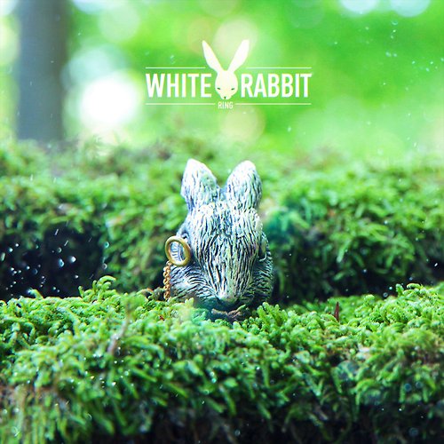 The Groovy Inc. White Rabbit Silver Ring Alice in Wonderland, Lewis Carroll, Jefferson Airplane