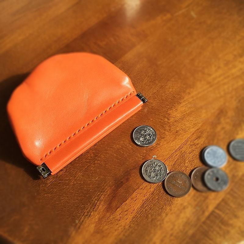 みかん色のばねぐち - 零錢包/小錢包 - 真皮 橘色
