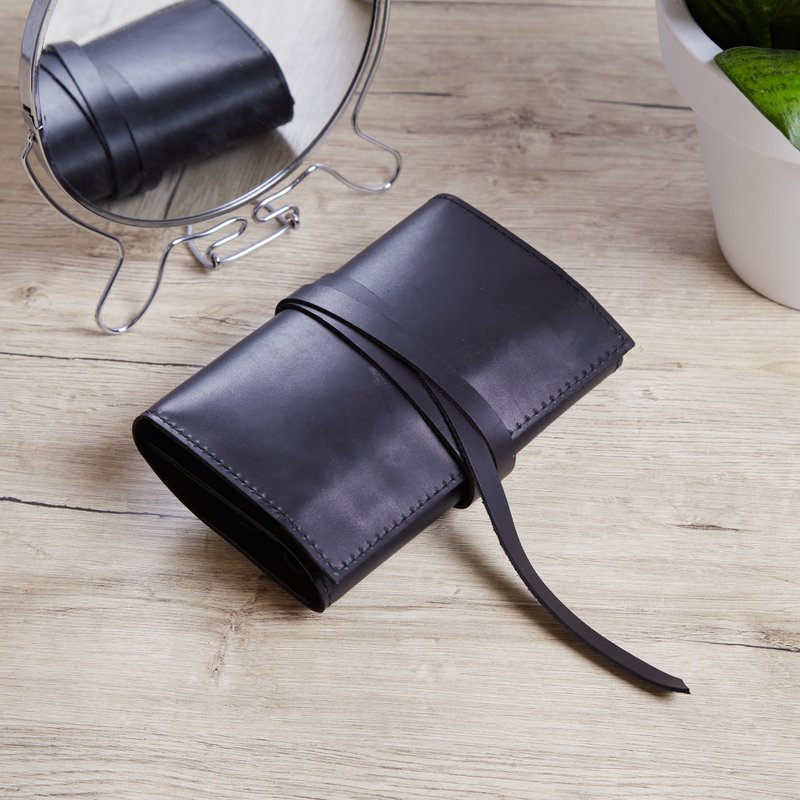 小巧黑色皮革首飾收納盒 - 居家收納/收納盒/儲物盒 - 真皮 黑色