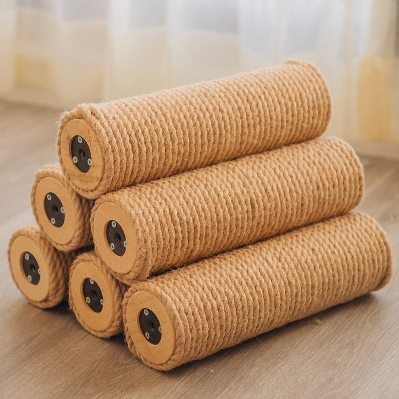 【A902】麻繩圓柱 x 6 - 貓/狗玩具 - 木頭 金色