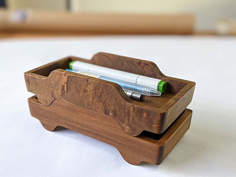 Desktop Stacking Stationery Box (2 into a group)-Brazilian rosewood/recycled wood/solid wood handmade - กล่องเก็บของ - ไม้ 