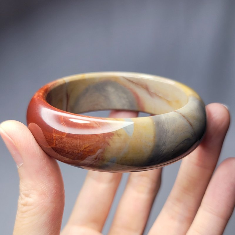 天然 海洋碧玉 玉瓍 瑪瑙 粉彩 富貴 開運 招財 手鐲 18cm 單品 - 手鍊/手環 - 寶石 多色