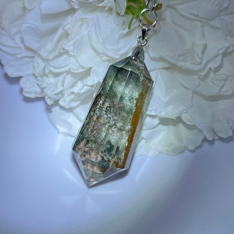 No.20 稀有綠幽靈水晶 項鍊 彩幽靈 vogel 沃格爾 吊墜 雙尖 靈擺 - 項鍊 - 水晶 多色