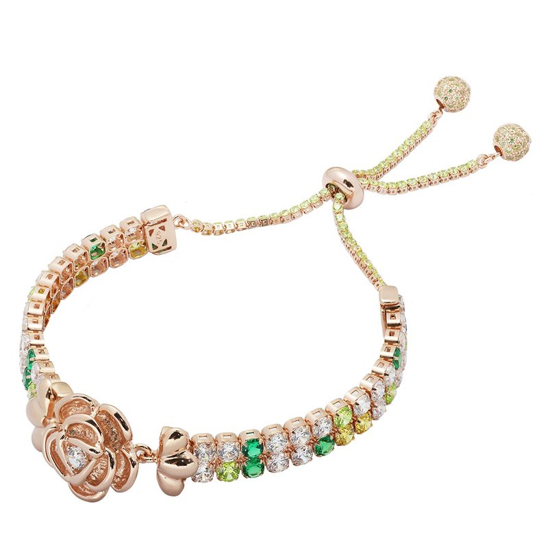 純銀八心八箭鋯石雙併手鍊 - 茶花(金色) - 手鍊/手環 - 其他金屬 金色