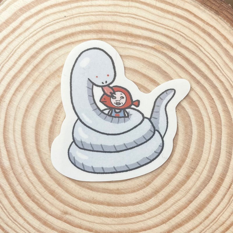 ヘビと人魚のステッカー - 貼紙 - 紙 白色