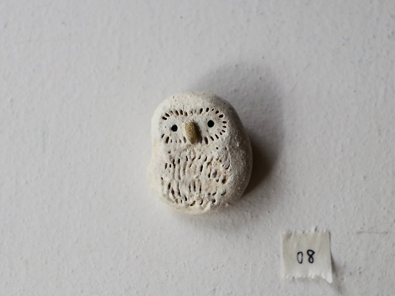 White owl broach - เข็มกลัด - ดินเผา ขาว