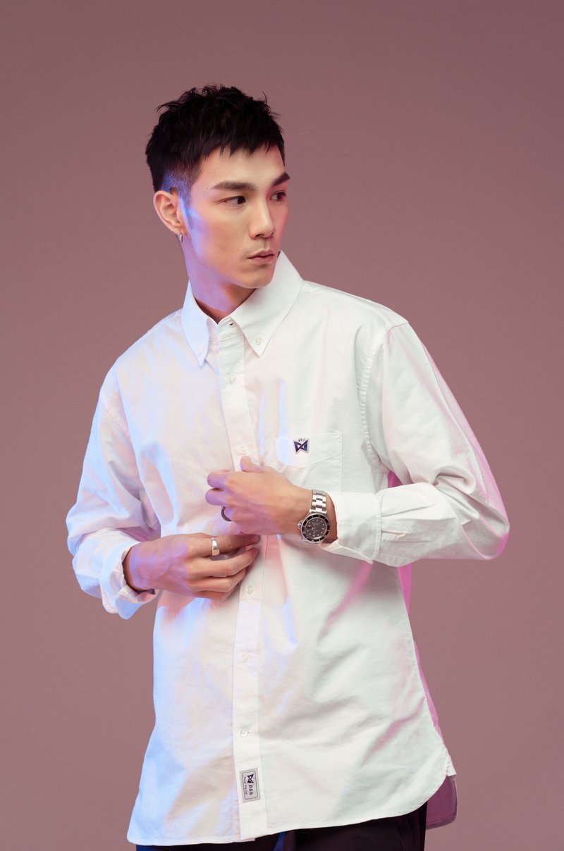 [Recommended for Autumn and Winter] [Suitable for both formal and casual] DSL Classic Oxford Shirt - White - เสื้อเชิ้ตผู้ชาย - ผ้าฝ้าย/ผ้าลินิน ขาว