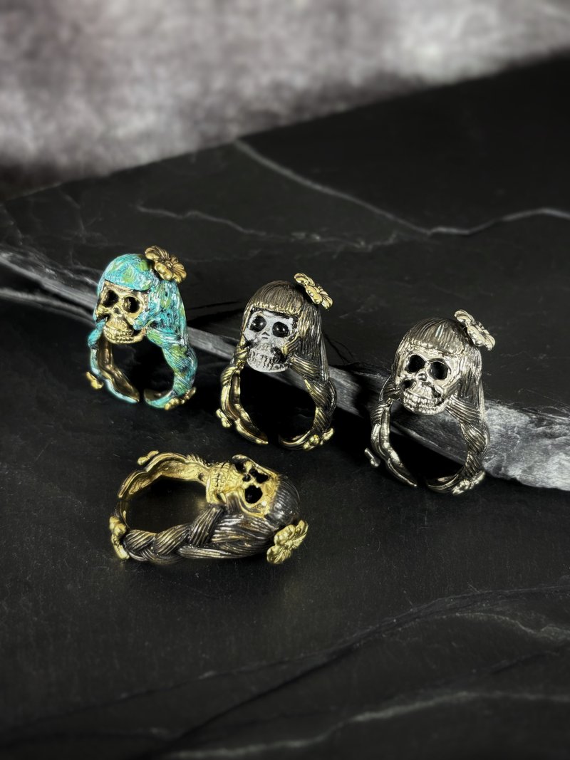 Zodiac Virgo Girl Skull Ring, Adjustable Size Available in 4 Colourways. - General Rings - Other Metals 