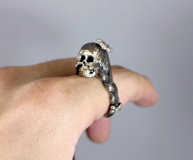 ゾディアック 乙女座ガール スカル リング、サイズ調整可能、4