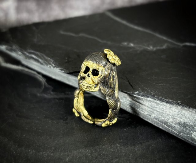 ゾディアック 乙女座ガール スカル リング、サイズ調整可能、4