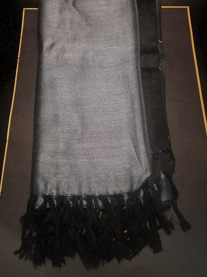 Silver matched black scarf with neck and neck for Christmas exchange - Knit Scarves & Wraps - Wool Black