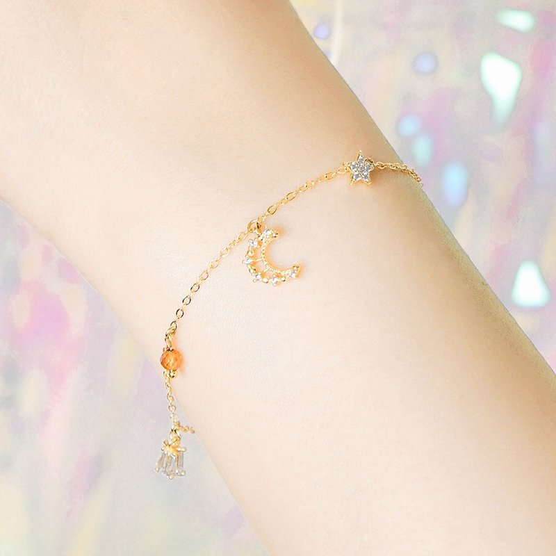 Love x Orange Stone Freshwater Stone Zircon Custom Orange [Dream Sea Reflection Venus] Bracelet - สร้อยข้อมือ - เครื่องเพชรพลอย 