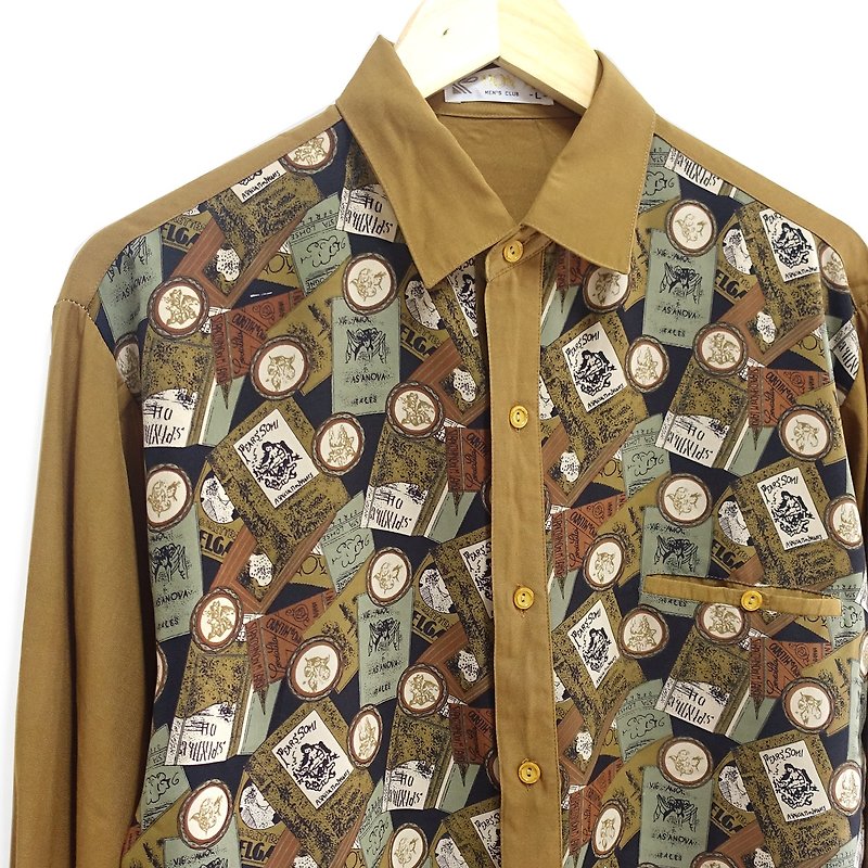 │Slowly│ Storyteller - vintage shirt │vintage. Retro. Literature - เสื้อเชิ้ตผู้ชาย - เส้นใยสังเคราะห์ หลากหลายสี