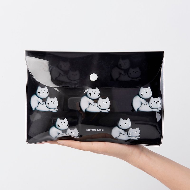 Private space theme PVC waterproof cosmetic bag / sundries bag / storage bag - black couple cat - กระเป๋าเครื่องสำอาง - พลาสติก สีดำ