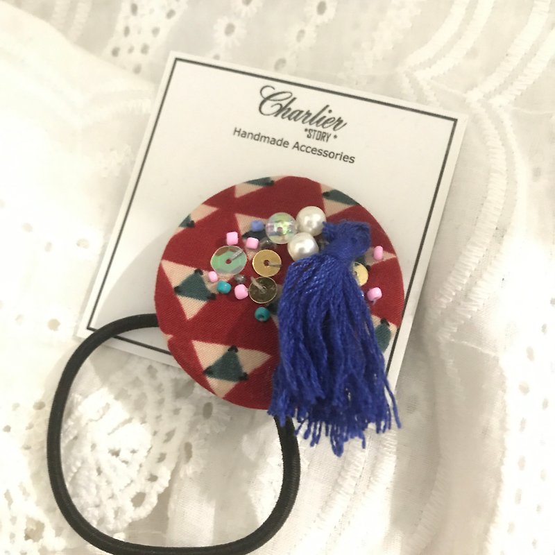 Charlierstory Handmade Beaded Embroidered Hair Ties - Hair Accessories - Thread Multicolor