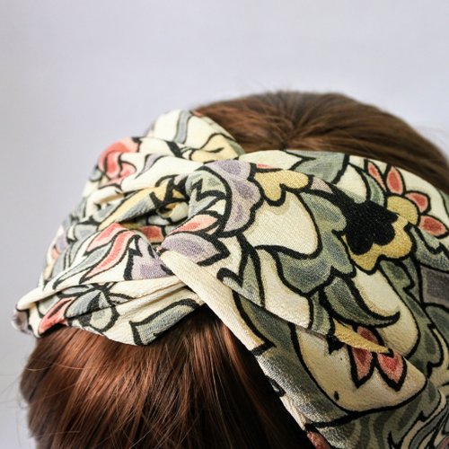 着物リメイク クロスターバン - ショップ 猫豆 ヘアアクセサリー