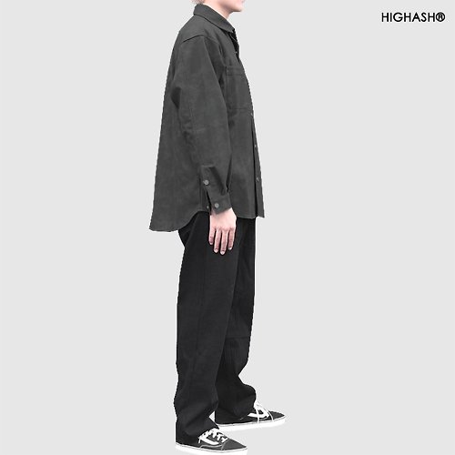 HIGHASH高級灰 HIGHASH高級灰原創設計微寬松黑色基礎款休閒男士長褲直筒牛仔褲
