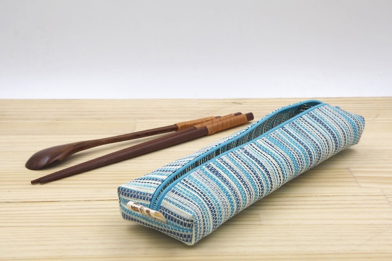 【紙布家】紙線編織 大餐具袋 波紋藍 - 其他 - 紙 藍色