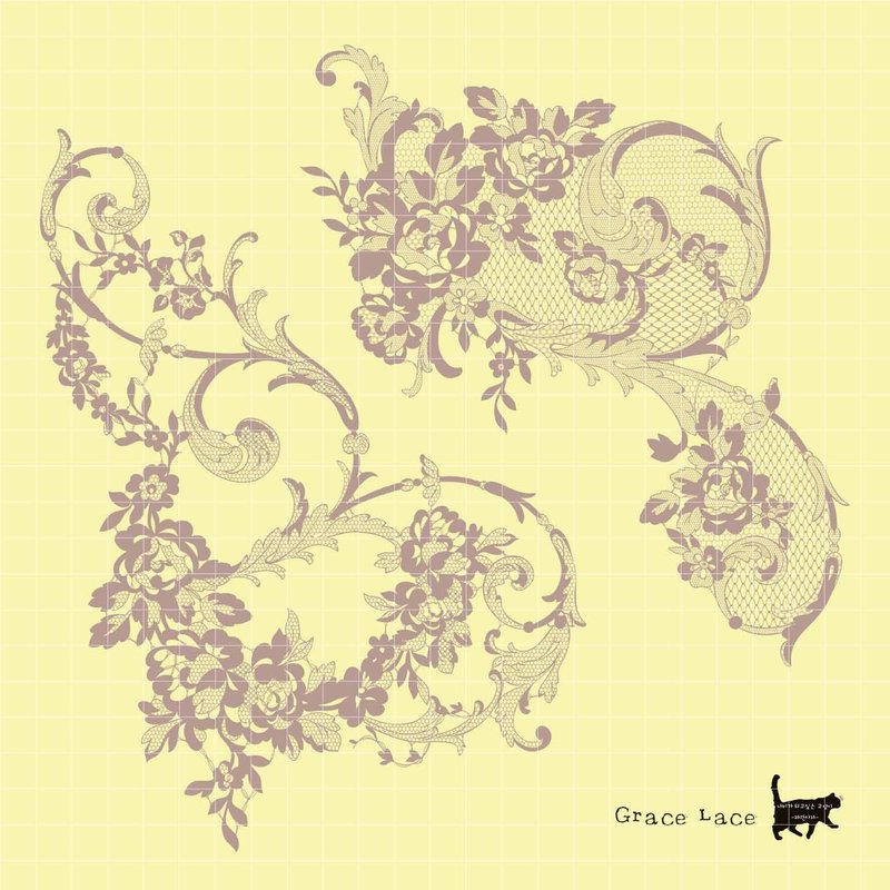 Grace Lace - Vintage Purple - White Printed PET (blue lion) (suyeon) - 貼紙 - 紙 紫色