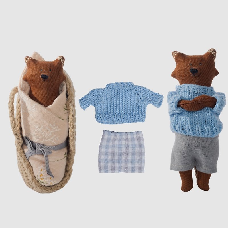 pk  baby- bear in a craddle - Stuffed Dolls & Figurines - Cotton & Hemp 