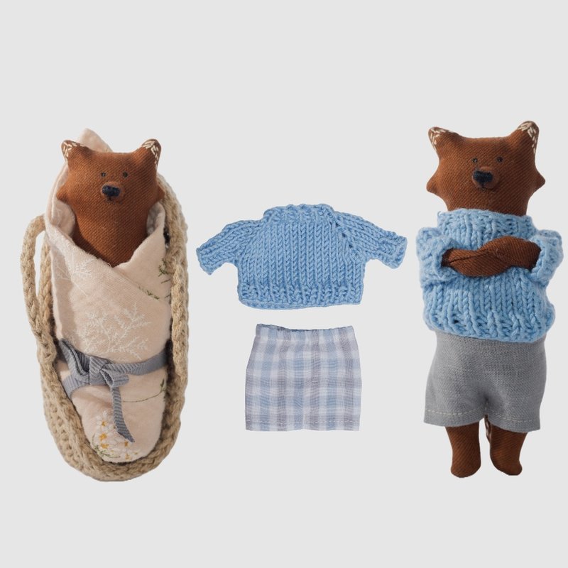 pk  baby- bear in a craddle - ตุ๊กตา - ผ้าฝ้าย/ผ้าลินิน 