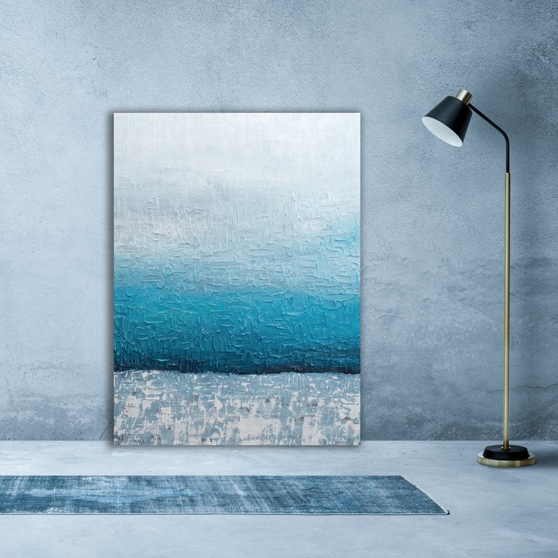 Abstract painting, contemporary art, interior art, 25,59 H x 29,53 W inches - 壁貼/牆壁裝飾 - 壓克力 藍色