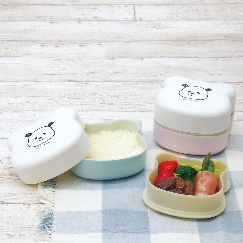 bebe panda Die-cut 2-Tier Lunchbox 450ml Box Container Meal Food Made In Japan - 便當盒/食物袋 - 塑膠 粉紅色
