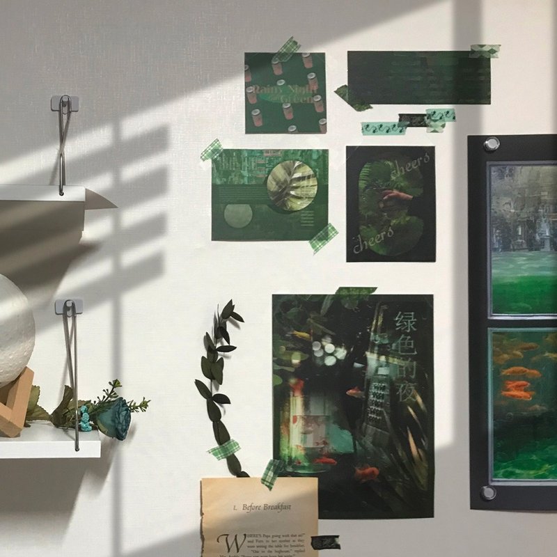 Green Night mini poster set 녹색의밤 미니포스터 세트 - โปสเตอร์ - กระดาษ สีเขียว