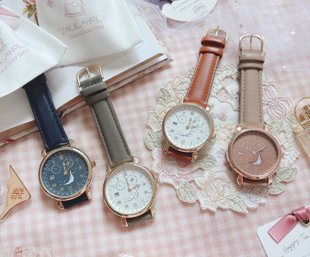 レトロ Make a Wish 日付曜日表示 レディースウォッチ モカ・ムース