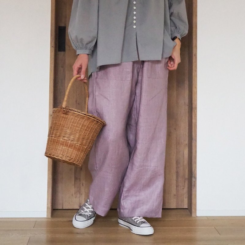 Linen baker pants / PINK - กางเกงขายาว - ผ้าฝ้าย/ผ้าลินิน สึชมพู