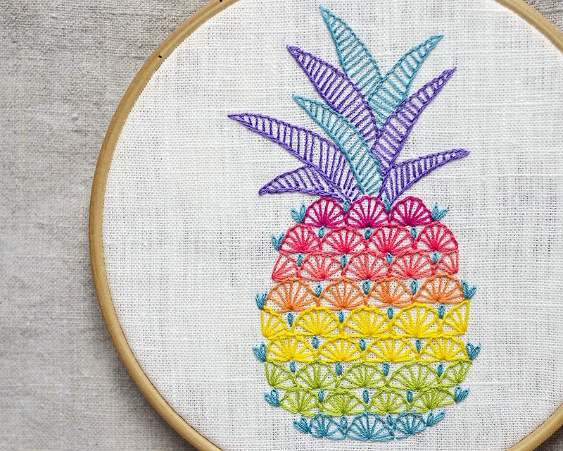 Digital Download PDF | Hand embroidery pattern, DIY gift, Pineapple, wall decor
